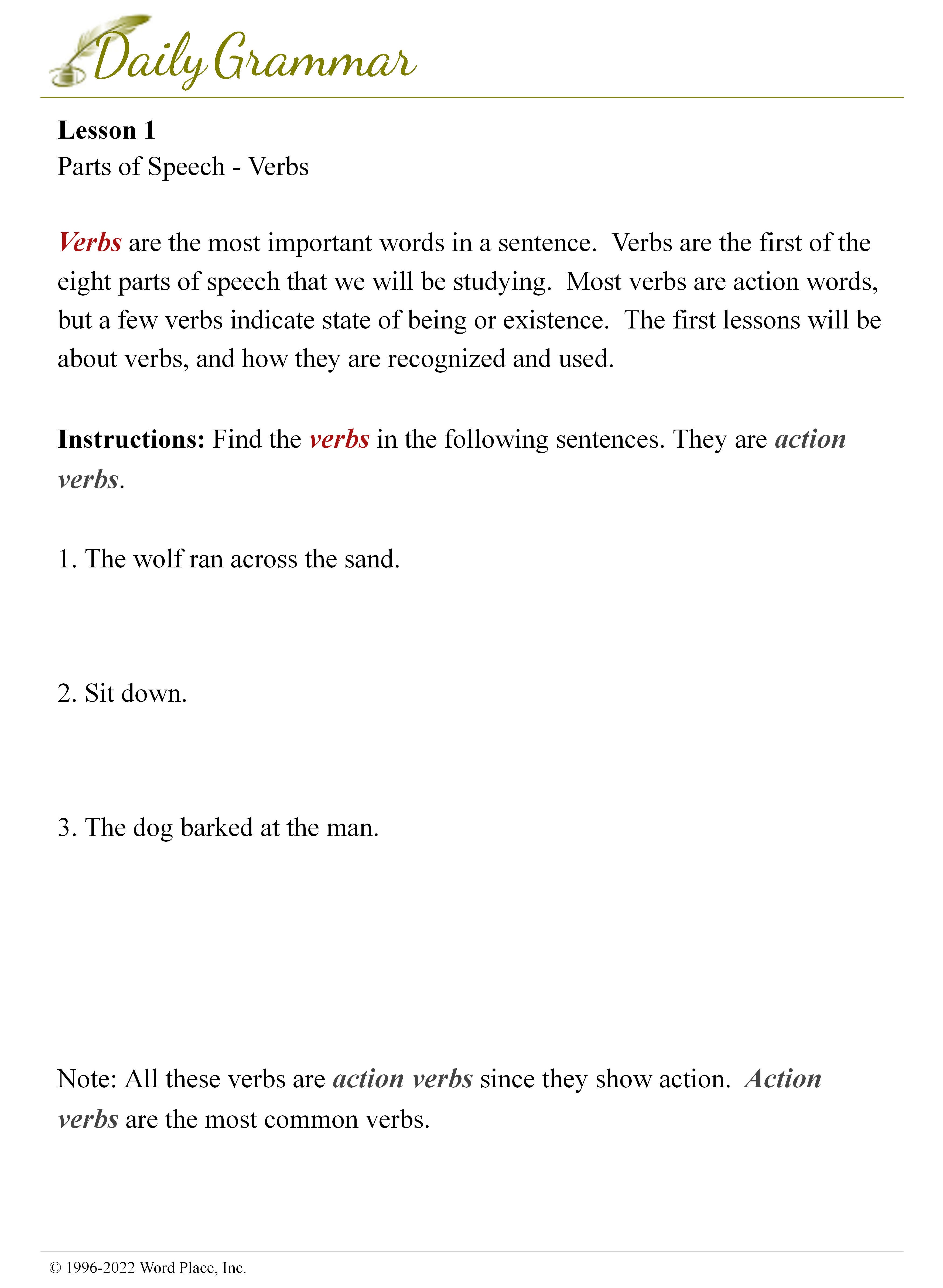 Example of the printable worksheets